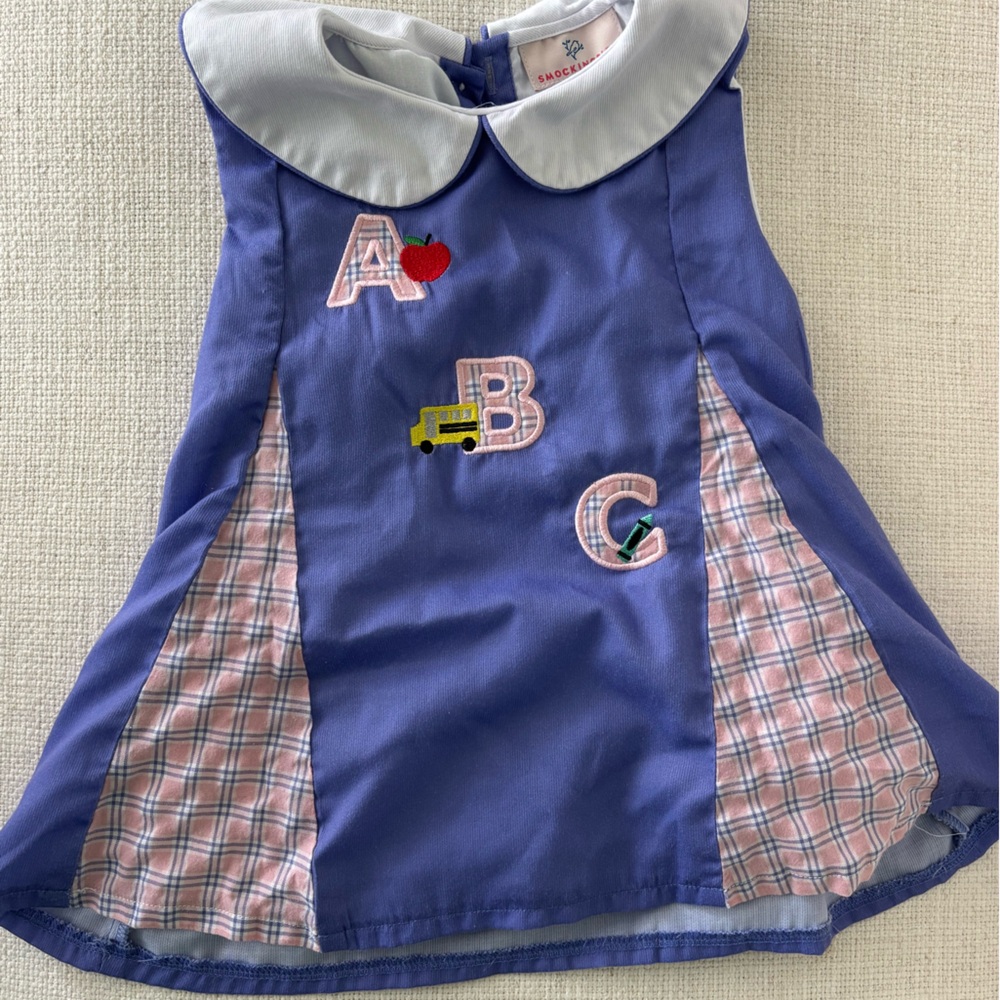 Playful ABC Kids Dress in Blue and Pink